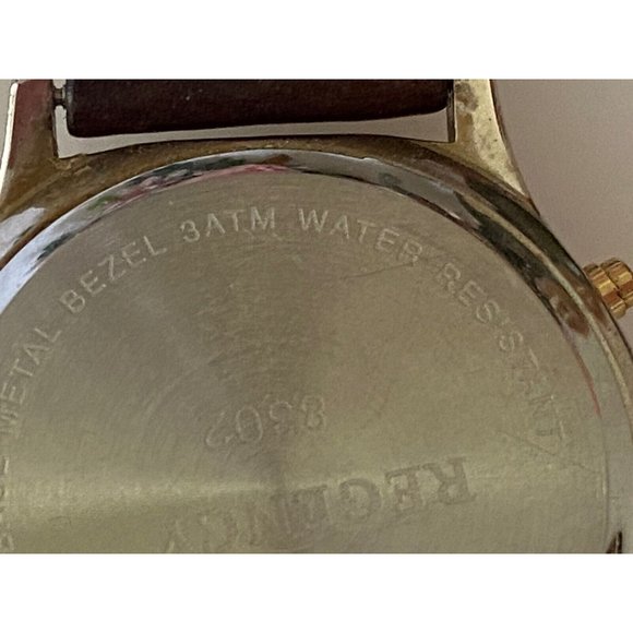 Regency Men's Brown Leather Stainless Steel Water Resistant Quartz Battery Watch - Picture 15 of 16